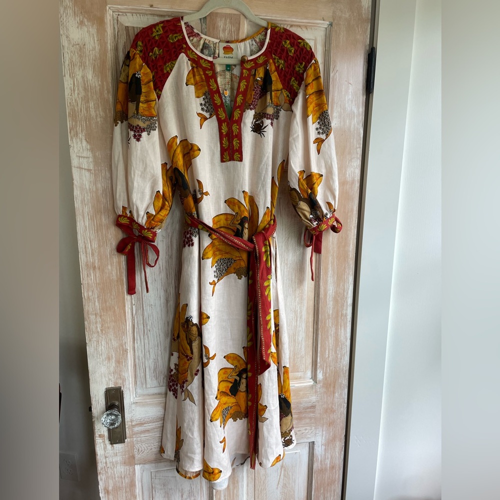 NWT Farm Rio Off White Mermaid Dress Midi Length - Picture 7 of 12